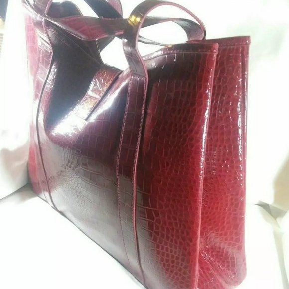 Elizabeth Arden Womens Large Burgundy Faux Leather - Picture 5 of 8